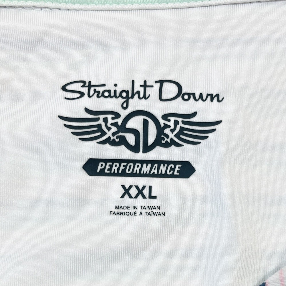 Straight Down Performance Golf Polo Mens XXL Pastel Stripes Short Sleeve Shirt - Picture 6 of 8